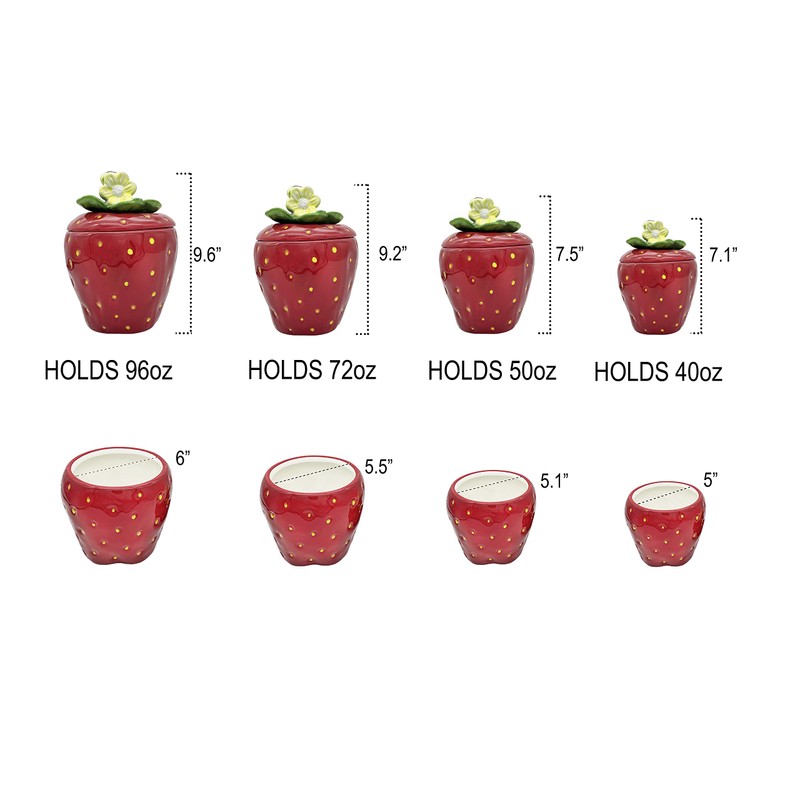 Tuscany Strawberry Shaped, Set of 4 Canisters, 83501 by ACK