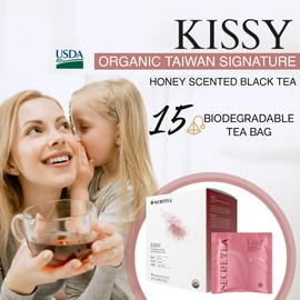Organic TAIWAN Honey Scented Black tea bag |Sugar Free Good for Cold brew Tea | Natural Antioxidants, 15 Sachet Tea Bags | By T SECRETEA, Kissy