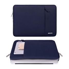 MOSISO Laptop Case 13.3 inch, 13-13.3 inch Laptop Sleeve Compatible with MacBook Air/Pro 13 / Pro 14, HP Dell ASUS Lenovo Notebook, Polyester Vertical Computer Sleeve Bag with Pocket, Navy Blue