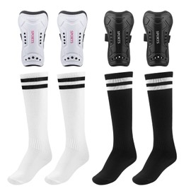 Soccer Shin Guards for Kids Youth, Shin Pads and Long Soccer Socks for Shoe Size 30-37 Boys Girls Toddler Children Teenagers,for Football Games, Soccer Equipment(Size:2 Pairs Shin Guards & Socks)