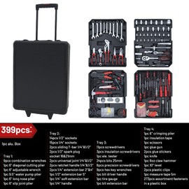 Hantinstom Complete Home Tool Set Versatile Rolling Tool Kit for Professional Repair and Maintenance - Heavy and Duty Portable Tool Box with Wheels