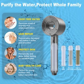High Pressure Shower Head, Filtered Shower Head with Handheld, Multiple Spray Modes with Pause Switch Water Saving Filter Showerhead,Showerhead Set, for Pets Bath (offwhite)