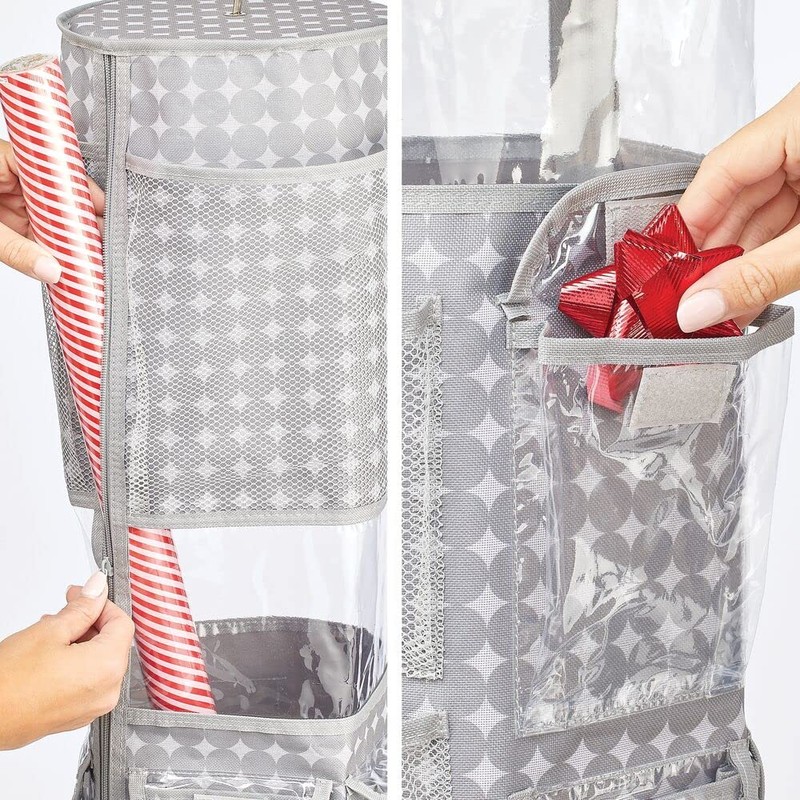 mDesign Hanging Storage for Gift Wrapping - Rotating Wrapping Paper