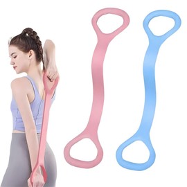 XINSHEYE Stretch Band, Rubber Band, Muscle Training, Training Tube, Set of 2 (Pink and Blue), Back Stretch, Back Opening, Shoulder Straps, Posture, Hunchback Correction, Beautiful Back, Beautiful Butt, Gift, Unisex