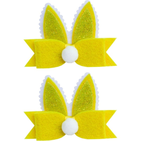 2 PCS Bunny Ear Hair Bow Hair Clip for Girls