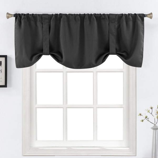 Home Queen Blackout Tie Up Curtain Valance, Bathroom Window Valence