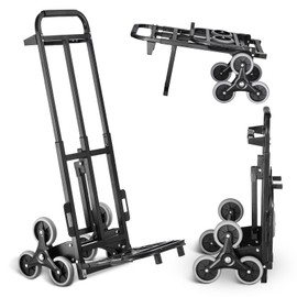 Happybuy Stair Climbing Cart, 460 lbs Capacity Stair Climber Hand Truck and Dolly, Heavy-Duty Folding Trolley with Dual Handle, 6 Wheels & 2 Elastic Ropes for Home, Office, Shopping, Moving