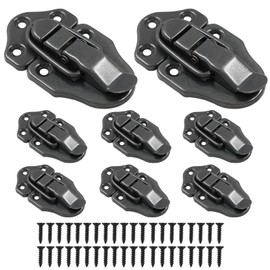 BokWin 8 Pcs Retro Style Duckbilled Toggle Hasp Latch Retro Style Iron Toggle with Screws for Jewelry Box Cabinet Small Wooden Case Ordinary Box Crafts(Black)