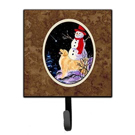 Caroline's Treasures SS8579SH4 Golden Retriever with Snowman in red Hat Leash Holder or Key Hook, 7Hx4.25W, Multicolor