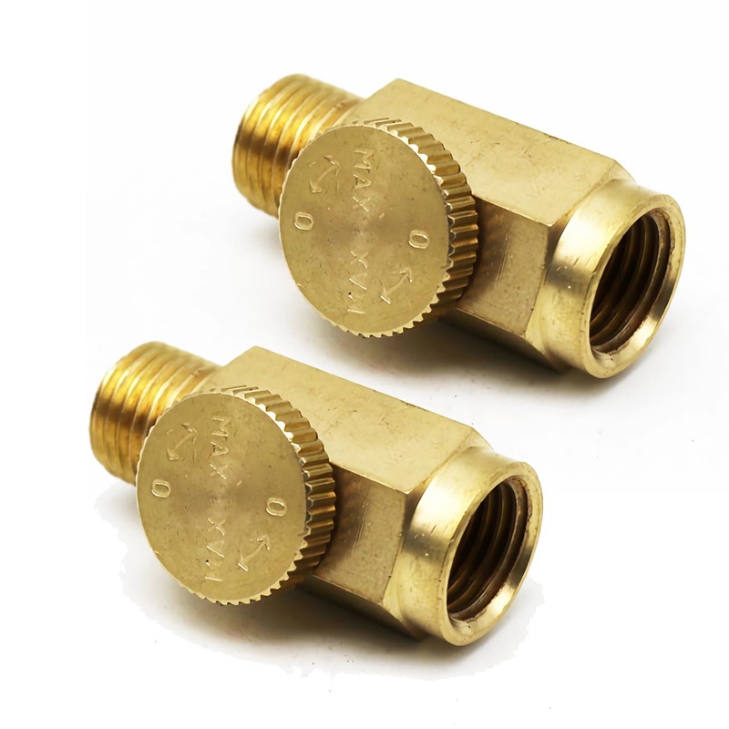 2pcs Brass In-Line Air Flow Regulator Adjustable 1/4" NPT Male