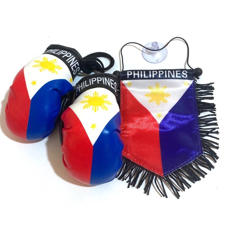 Philippines Flag Car Hanging & Mini Boxing Gloves Combo Set