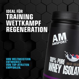 AMSPORT® High Premium Whey Protein I Wildberry-Joghurt 700 g I hochwertiges Proteinpulver mit wenig Zucker und wenig Fett I Eiweißpulver für Muskelaufbau und Muskelerhalt I Whey Isolat