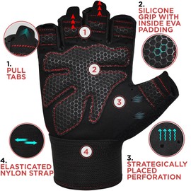 RDX Fitness Gloves Women Men Non-Slip Weightlifting Workout Gym Gloves Strength Training Gloves Exercise Weightlifting Bodybuilding Sports Gloves Grip Strength Sports Powerlifting