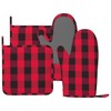 OWAGONGJE Buffalo Check Plaid Red and Black Oven Mitts and