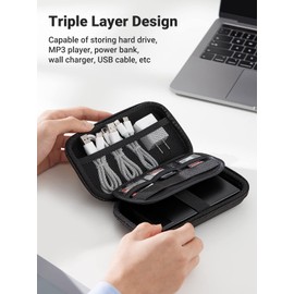 UGREEN Organizador Portátil, Bolsa para Disco Duro Externo 2.5" Accesorios Electrónicos con Doble Capa Acolchada, Estuche para Cables USB, Auriculares, Cargadores, Tarjetas