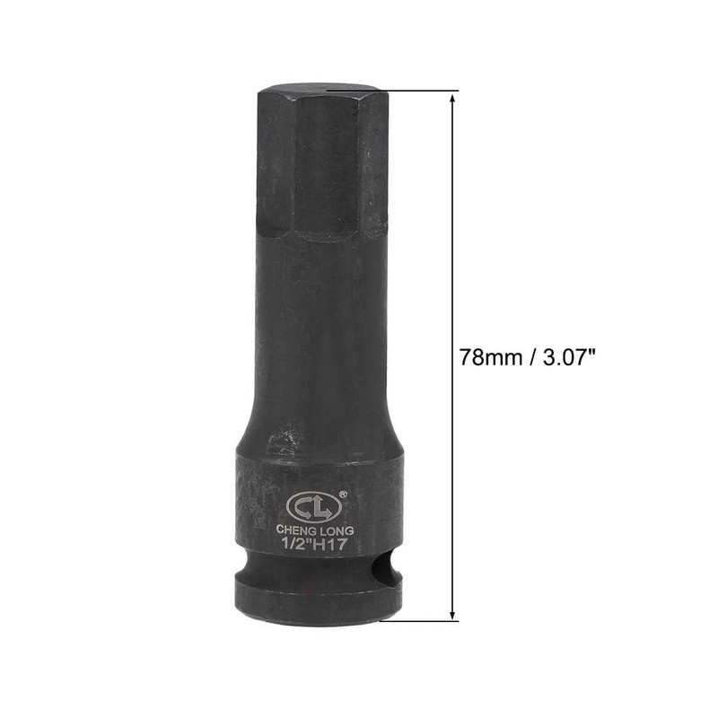 TA-VIGOR Impact Hex Bit Socket, 1/2" Drive x H17 (17mm)