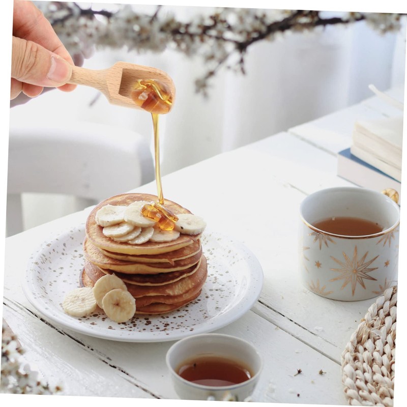 SHOWERORO 4pcs Wooden Condiment Spoon for Maldon Salt Rock Salt