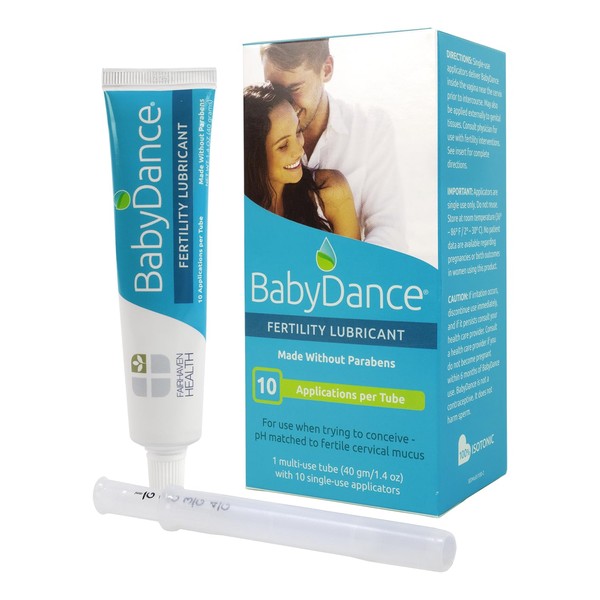 Fairhaven Health BabyDance Fertility Lubricant with 10 Single Use Applicators | for Men and Women Trying to Get Pregnant | Water Based Personal Lube | Made Without Parabens | 40 Grams