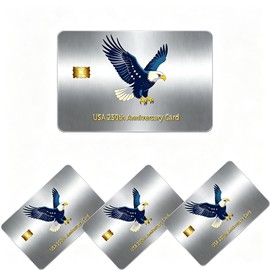 4Pcs U.S. 250th Anniversary Credit Card Stickers — Patriotic-Themed Stickers for Credit and Debit Cards — 250th Anniversary Edition Stickers (Silver Eagle)