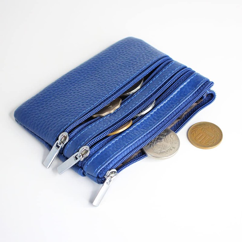 boshiho Coin Purse, Coin Case, 4 Pockets, Key Ring, Leather,