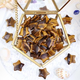 AWARDSEN 20 Pieces Star Crystal, Tiger's Eye Healing Stones Crystals Set, Precious Stones, Brown Stones, Lucky Stones Crystal for Reiki Ornaments and Meditation