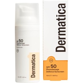 Dermatica SPF 50 Photodamage Defence Sunscreen | Anti-Ageing and Anti-Wrinkle I Fast Absorbing Lightweight Cream | Fragrance Free (50ml)