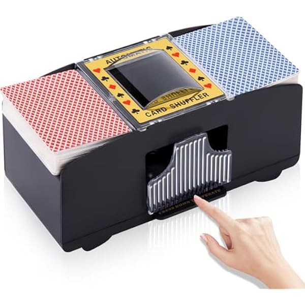 Unniweei Automatic Card Shuffler 1-2 Decks, Battery-Operated Electric Shuffler, Casino
