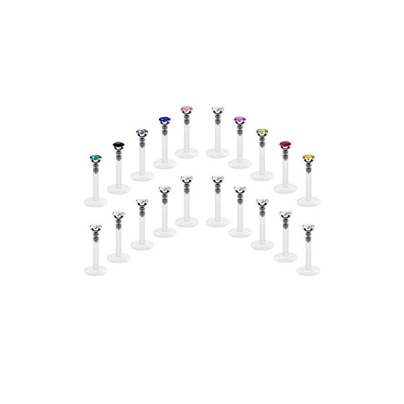 Crdifu Plastic Lip Piercing, Labret Stud Retainer Set, Flexible Plastic,