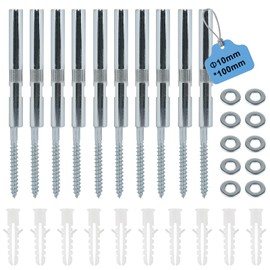 EXLECO Invisible Wall Shelf Brackets Diameter 10 x 100 mm Shelf Support Steel Shelf Holder Floating Shelf Bracket Hidden Shelf Bracket Heavy Duty Floating Shelf Brackets with Washers and Dowels Pack