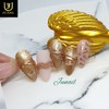 3D gold lettering handmade nail tips - Short Round Square