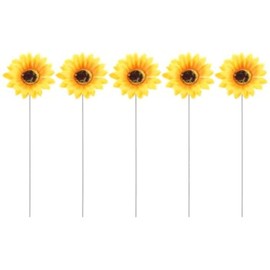 5 Pcs Metal Sunflower Garden Stakes Art Decor Outdoor Flower Stick for Flower Yard Outside Pathway Patio Yard Lawn Decor（Metal stems, silk petals）