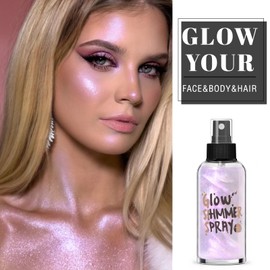 HOSAILY Body Glitter Spray - Light Purple Body Shimmer for Face, Hair & Body, Moisturizing Luminizer Glow Illuminator, Quick-Drying Sparkling Glitter Spray Liquid Highlighter Makeup (#06)