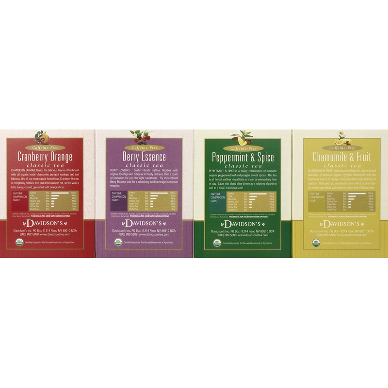 Davidson's Tea Assorted Herbal, 8-Count Tea Bags (Pack of 12)