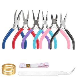 6 Piece Jewellery Pliers Set, Pliers Set, Jewellery Round Pliers for Jewellery Making Tool, Small Needle-Nose Pliers Set, Flat Nose Pliers Set, Wire Cutter Pliers for Jewellery Repair, Model Making,