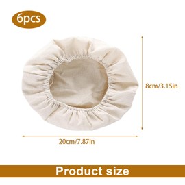 CHSEROK Linen Cloth Bread Baking, Pack of 6 Fabric Insert for Bread Proofing Baskets, 20 x 8 cm Fabric Cover Proofing Basket, Round Cotton Linen Cloths, for Making at Home, Hotel Kitchens and Bakeries