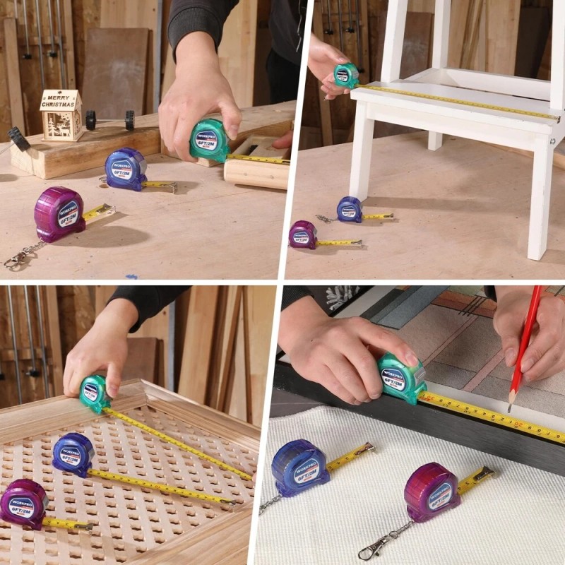 WORKPRO 3 Pcs Keychain Tape Measure Set 6FT Retractable Pocket