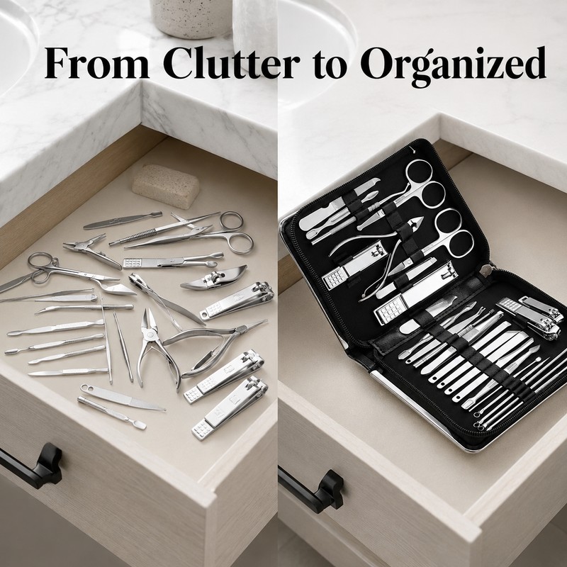 26-Piece Manicure Set for Nail and Cuticle Care – Stainless