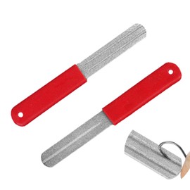 vcsjw Pack of 2 Fish Hook Sharpeners, Fishing Hook Grinder, Double-Sided Fishing Hook Sharpener, Portable with Handle and Hanging for Outdoor Fishing (Red)