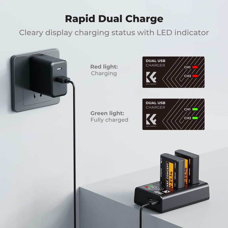 EN-EL14 EN EL14a Battery Charger, Charger Compatible with Nikon D3500,