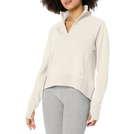 Sweaty Betty Women's REVIVE LOUNGE RIBBED HALF ZIP PULLOVER SWEATSHIRT Lily White