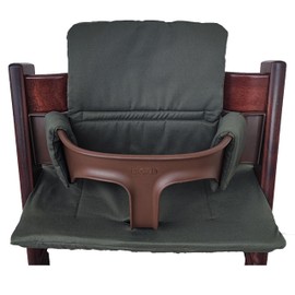 Kadem® Seat Cushion 100% Organic Cotton Classic Cushion Seat Cover High Chair Cushion 2-Piece Suitable for Stokke Tripp Trapp High Chair Machine Washable Easy Quick Attachment Khaki