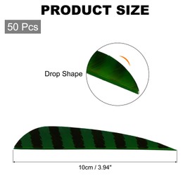 MECCANIXITY Arrow Vanes Arrow Fletching 4" Water Drop Shape Turkey Feathers for Hunting DIY Shooting(Dark Green, Pack of 50)