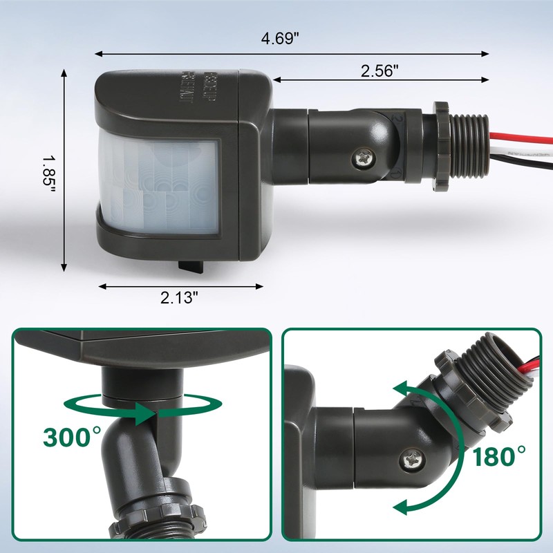 TREEWELL 240-Degree Replacement Motion Sensor, Adjustable LUX(5-300) & Time &