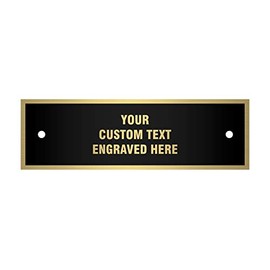Engraved Metal Plate - Black with Gold Text and Border, 3.25â x 1â Customized Brass Engraving Included