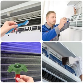 MOERDIFFER Air Conditioning Condenser Fin Comb, Condenser Cleaning Comb Stainless Steel, Fin Cleaning Brush Air Conditioning, Radiator Cleaning Brush 4 Piece Set