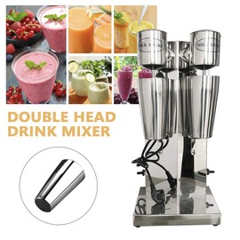 Double Head Milkshake Maker, 180W Commercial Milk Shake Maker Mixer, Electric Drink Mixer Blender Machine with Cup, 2 Speed Adjustable, Milkshake Blender for Restaurant Home