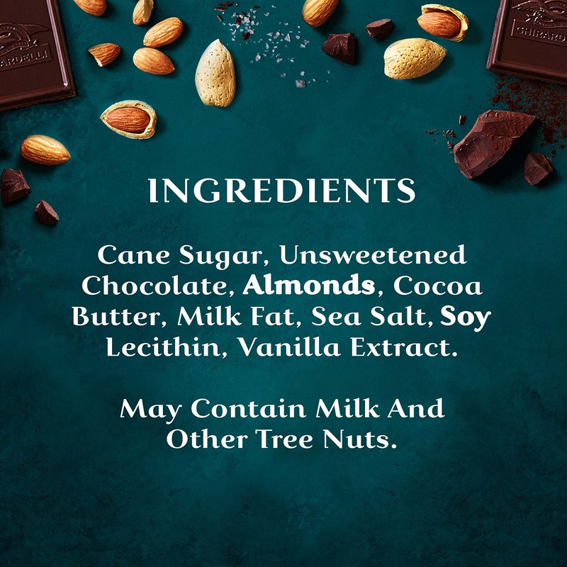 GHIRARDELLI Intense Dark Chocolate Squares, Sea Salt Almond, 4.12 Oz