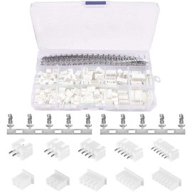 JST-XH Connector Kit XH Connector Connector Connector JST XH Terminal Male Female Connector with Pin Pin Housing and Pin Socket Housing Kit JST-XH 2.54mm 2/3/4/5/6 Plug Connector Kit with Clear Plastic Box 460pcs (White)