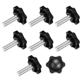 sourcing map 8Pcs Clamping Screw Knob, M8 x 25mm Hex Shaped Star Knob Plastic Grips Hand Tightening Screw Handle for Umbrella Base Mechanical Furniture, 32mm Dia