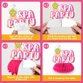 Spa Party Honeycomb Centerpiece Decorations, 9pcs Make Up Honeycomb Centerpiece Table Decorations Spa Birthday Party Decorations